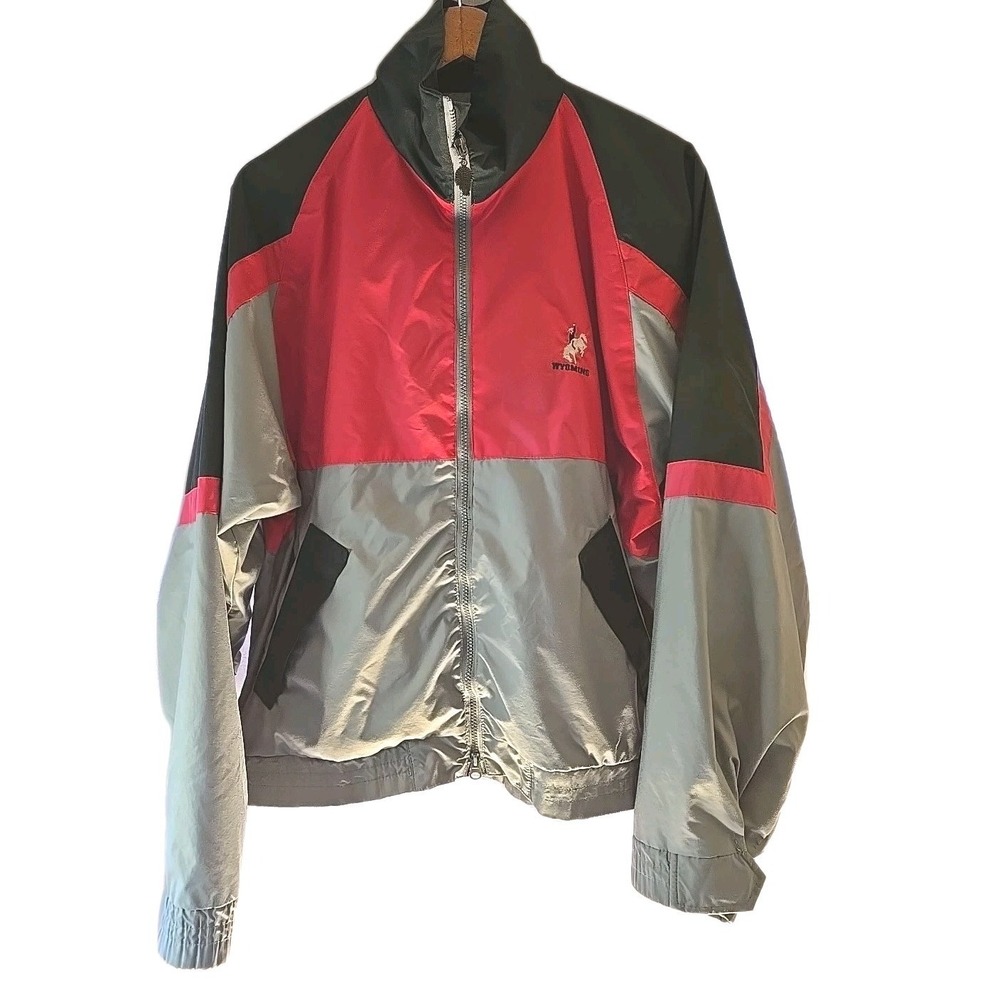 Vtg Wyoming Cowboys Jacket Mens XL Red Nylon Retro NCAA 90s Antigua Bomber
